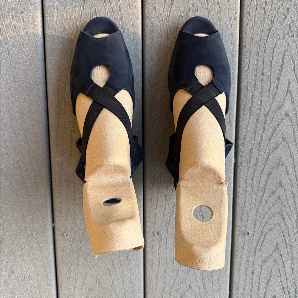 Arche LN NavyBlue Black Nubuck Sandal Elastic Criss Cross Strap Sandals EU40/US9